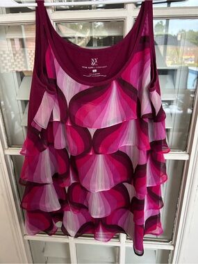 New York & Company Magenta & Fuchsia Ruffle Tank